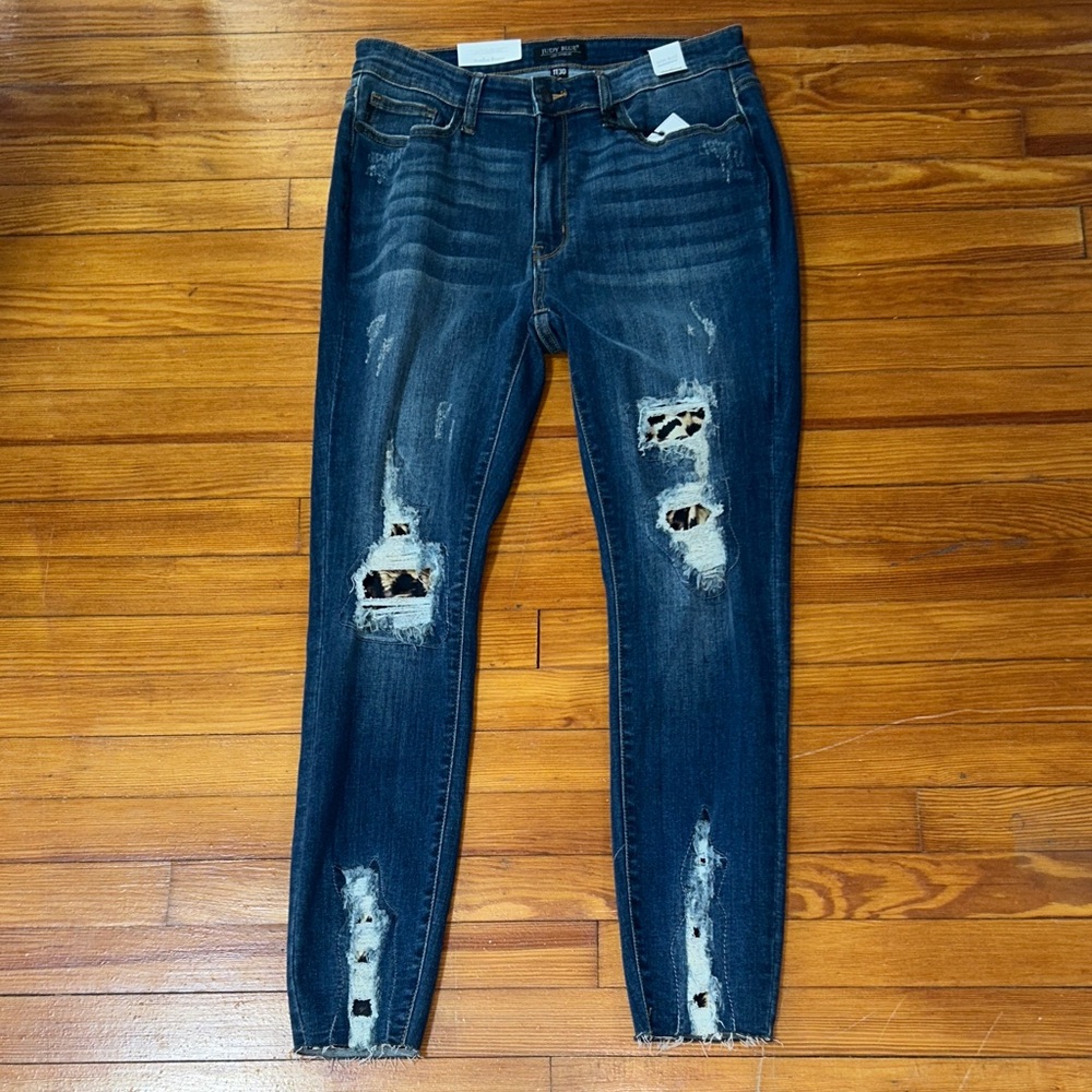 Judy Blue Leopard Print Patch Distressedhigh Wais… - image 1